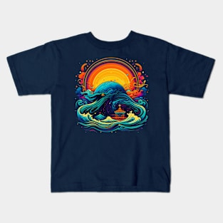 Nautilus Ocean Monster Tsunami In the Sun Kids T-Shirt